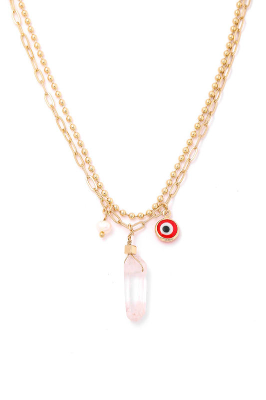 Crystal Evil Eye Pendant Layered Necklace