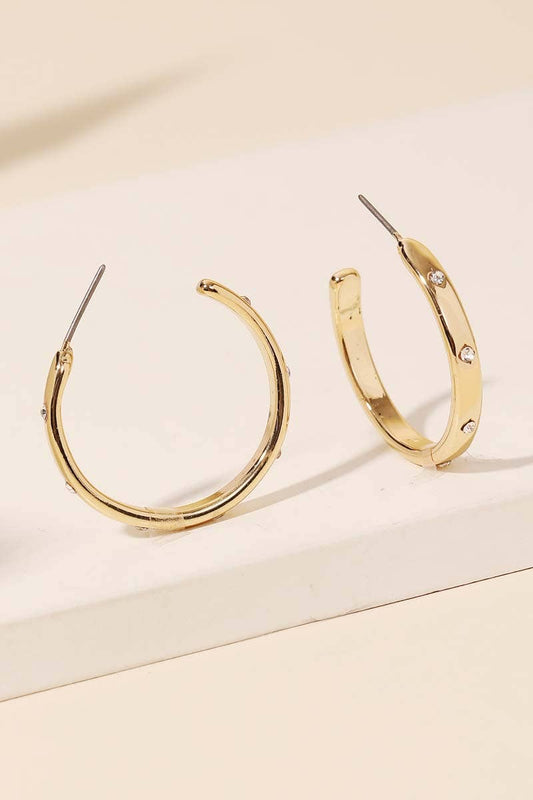 Rhinestone Studded Hoop Earrings
