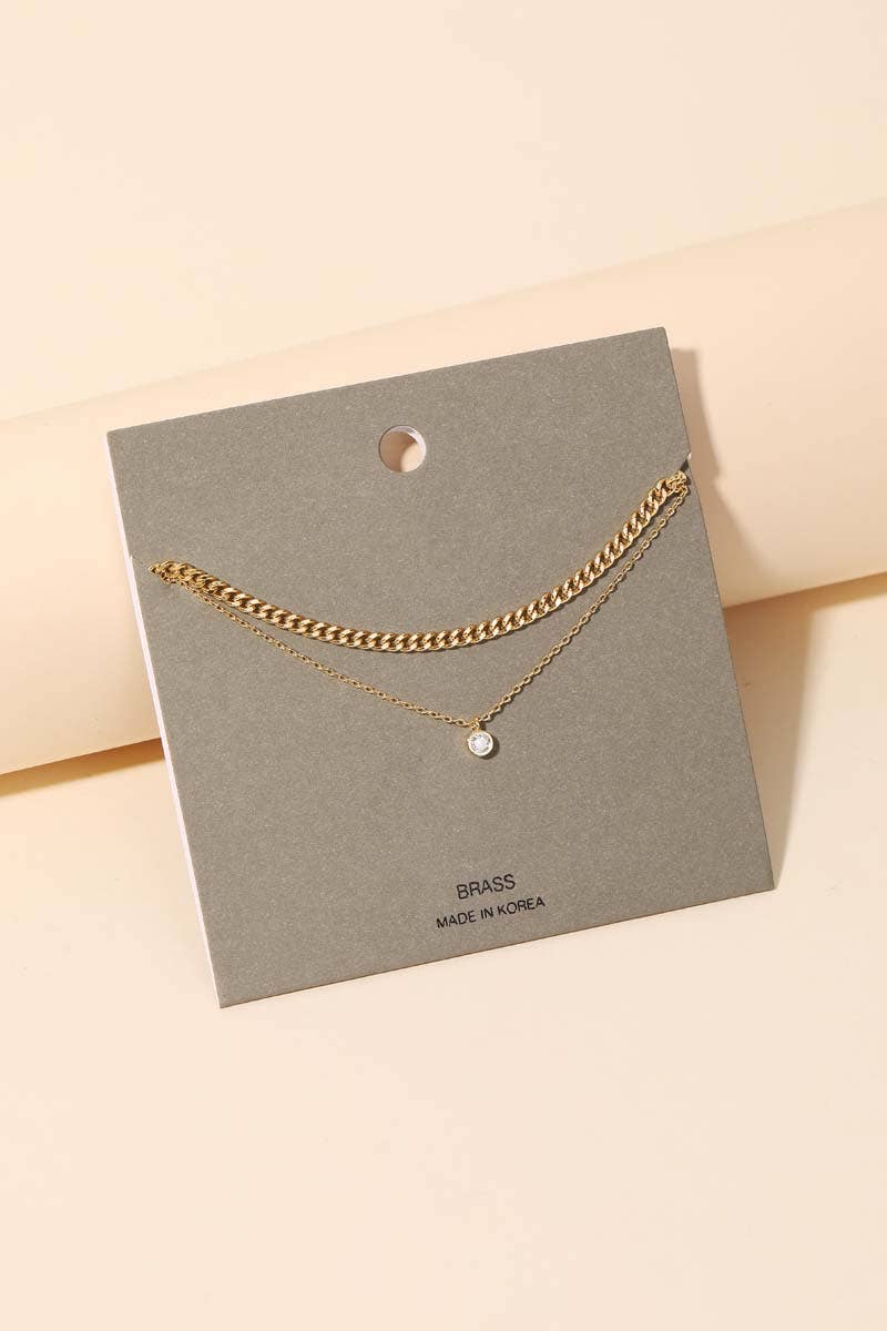 Dainty Double Layered Stud Charm Necklace