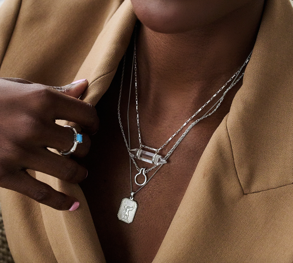 Clear Quartz Celestial Bar Necklace w/ Italian Sterling Silver
