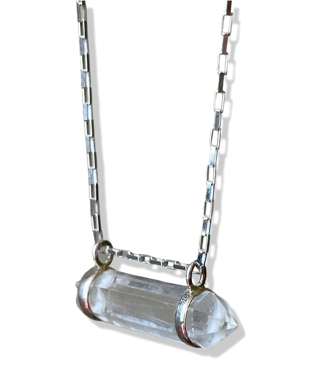 Clear Quartz Celestial Bar Necklace w/ Italian Sterling Silver