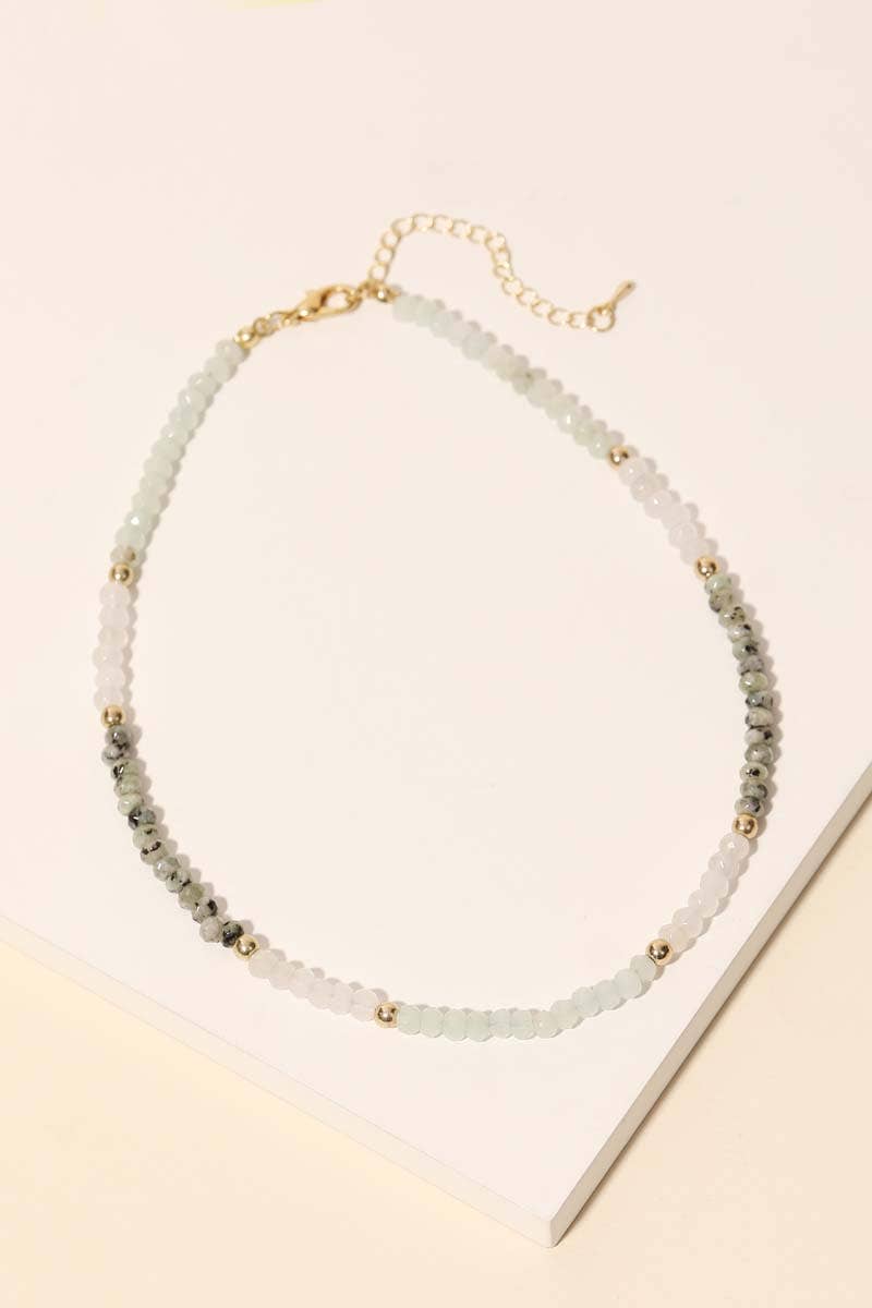 Multi Color Glass Bead Clasp Chain Necklace