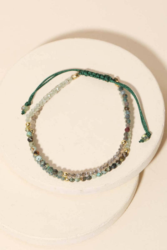 Double Glass Bead Adjustable Bracelet