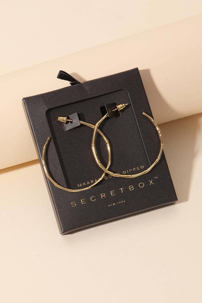 Thin Bamboo Open Hoop Earrings