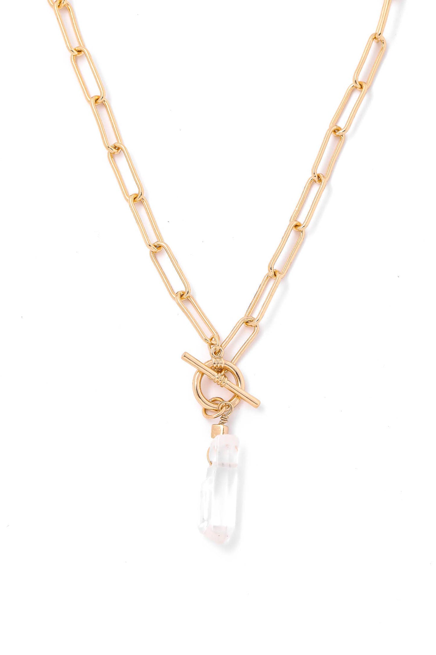Crystal Pendant Toggle Chain Necklace