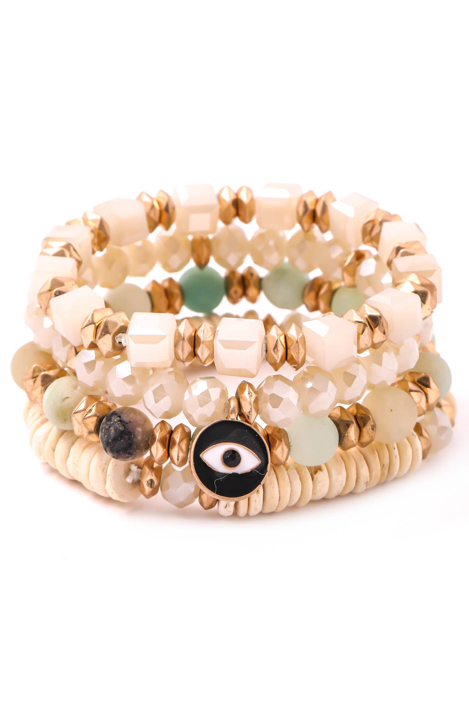 Wood Beaded Evil Eye Bracelet Set AURA Self Soul Care wood-beaded-evil-eye-bracelet-set-aura-self-soul-care