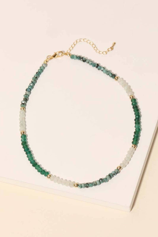 Multi Color Glass Bead Clasp Chain Necklace