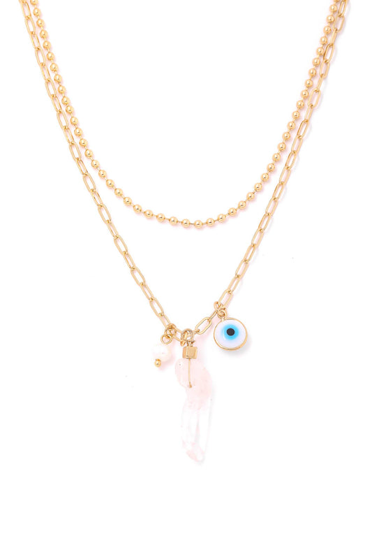 Crystal Evil Eye Pendant Layered Necklace
